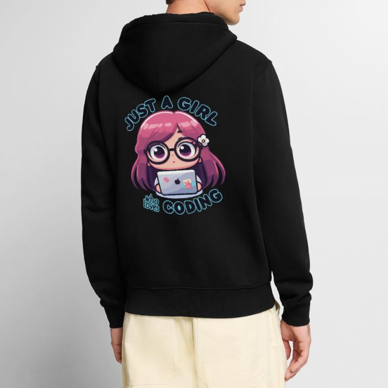 EINFACH EIN MÄDCHEN, DAS DAS PROGRAMMIEREN LIEBT Unisex Premium Bio Zip Hoodie