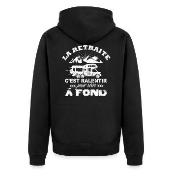 retraite camping car cadeau humour - Veste à capuche bio Premium Unisexe - noir - Dos - Nico (187cm)