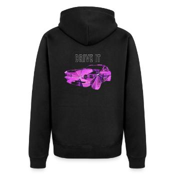 Sportwagen Rennwagen Auto Schrauber - Unisex Premium Bio Zip Hoodie - Schwarz - Hinten - Nico (187cm)