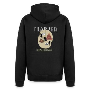 Gefangen im System - Illuminati Auge - Unisex Premium Bio Zip Hoodie - Schwarz - Hinten - Nico (187cm)
