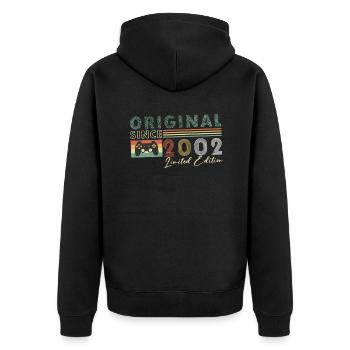 2002 Vintage Gamer Spruch - Gaming bday - Unisex Premium Organic Zip Hoodie - black - Back - Nico (187cm)