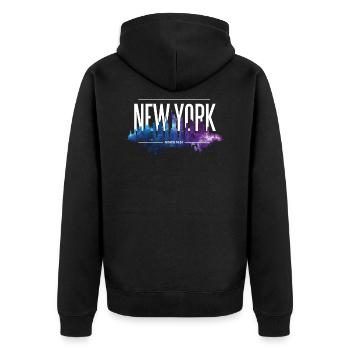 NEW YORK - Unisex Premium Bio Zip Hoodie - Schwarz - Hinten - Nico (187cm)