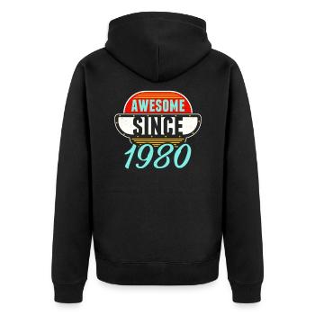 Awesome Since 1980 43rd Birthday - Unisex Premium Organic Zip Hoodie - black - Back - Nico (187cm)