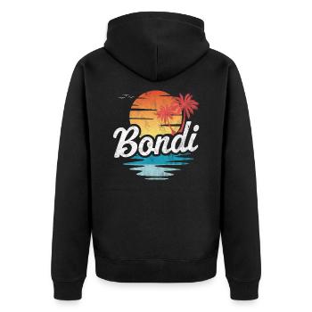 Bondi | - Unisex Premium Bio Zip Hoodie - Schwarz - Hinten - Nico (187cm)
