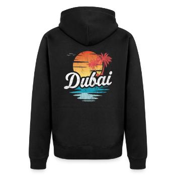 Strand von Dubai - Unisex Premium Bio Zip Hoodie - Schwarz - Hinten - Nico (187cm)