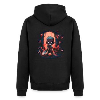 Monster Ungeheuer Dämon Teufel Vampir Guhl Zombie - Unisex Premium Bio Zip Hoodie - Schwarz - Hinten - Nico (187cm)