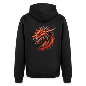 Drache mystisch Lindwurm Monster Ungeheuer Biest - Unisex Premium Bio Zip Hoodie - Schwarz - Hinten - Nico (187cm)
