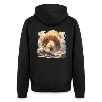 Drache mystisch Lindwurm Monster Ungeheuer Biest - Unisex Premium Bio Zip Hoodie - Schwarz - Hinten - Nico (187cm)