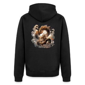 Drache mystisch Lindwurm Monster Ungeheuer Biest - Unisex Premium Bio Zip Hoodie - Schwarz - Hinten - Nico (187cm)
