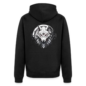 Mecha Tier Tiger Wolf Fuchs Dino Bär Cyborg - Unisex Premium Bio Zip Hoodie - Schwarz - Hinten - Nico (187cm)