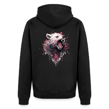 Mecha Tier Tiger Wolf Fuchs Dino Bär Cyborg - Unisex Premium Bio Zip Hoodie - Schwarz - Hinten - Nico (187cm)