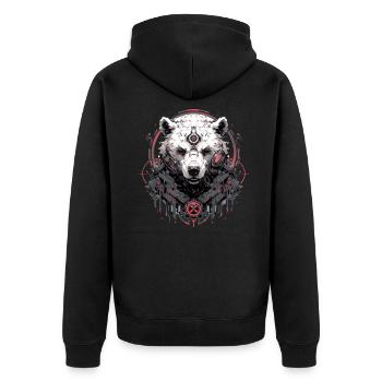 Mecha Tier Tiger Wolf Fuchs Dino Bär Cyborg - Unisex Premium Bio Zip Hoodie - Schwarz - Hinten - Nico (187cm)