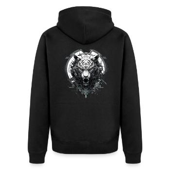 Mecha Animal Tiger Wolf Fox Dino Bear Cyborg - Unisex Premium Organic Zip Hoodie - black - Back - Nico (187cm)