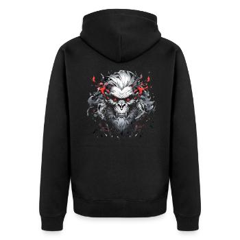 Mecha Tier Tiger Wolf Fuchs Dino Cyborg Gorilla - Unisex Premium Bio Zip Hoodie - Schwarz - Hinten - Nico (187cm)
