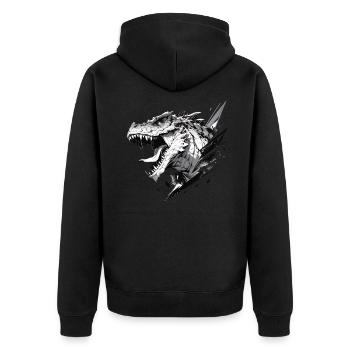 Mecha Animal Tiger Wolf Fox Dino Bear Cyborg - Unisex Premium Organic Zip Hoodie - black - Back - Nico (187cm)