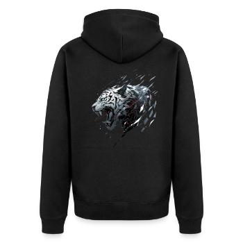 Mecha Tier Tiger Wolf Fuchs Dino Bär Cyborg - Unisex Premium Bio Zip Hoodie - Schwarz - Hinten - Nico (187cm)