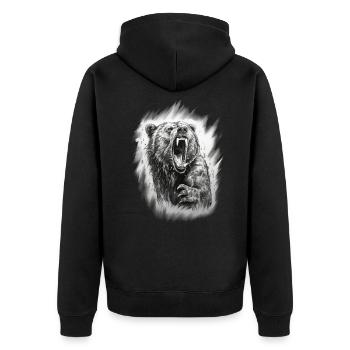 Fox Forest Moon Fable Mythical Fairy Tale - Unisex Premium Organic Zip Hoodie - black - Back - Nico (187cm)