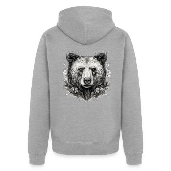 Bear Nature Environment Environmental Protection - Unisex Premium Organic Zip Hoodie - heather grey - Back - Nico (187cm)