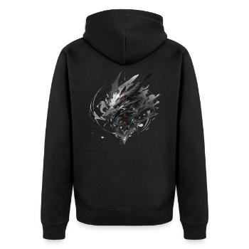 Mecha Tier Tiger Wolf Fuchs Cyborg Wildschwein - Unisex Premium Bio Zip Hoodie - Schwarz - Hinten - Nico (187cm)