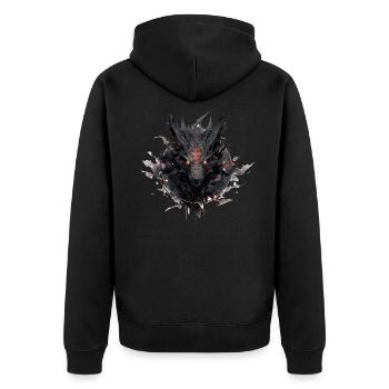 Mecha Tier Tiger Wolf Fuchs Drache Cyborg - Unisex Premium Bio Zip Hoodie - Schwarz - Hinten - Nico (187cm)