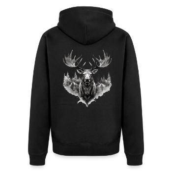 Cerf d’élan nature forêt scandinave - Veste à capuche bio Premium Unisexe - noir - Dos - Nico (187cm)