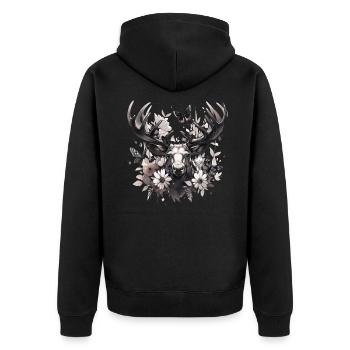 Cerf d’élan nature forêt scandinave - Veste à capuche bio Premium Unisexe - noir - Dos - Nico (187cm)