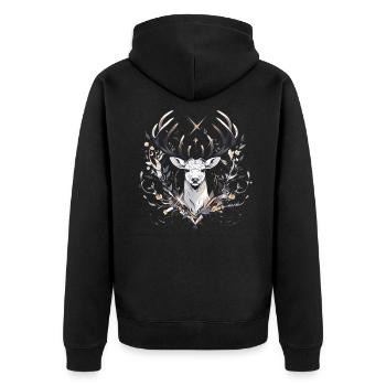 Cerf d’élan nature forêt scandinave - Veste à capuche bio Premium Unisexe - noir - Dos - Nico (187cm)