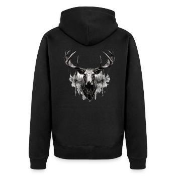 Cerf d’élan nature forêt scandinave - Veste à capuche bio Premium Unisexe - noir - Dos - Nico (187cm)