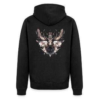 Elk deer nature Scandinavian forest - Unisex Premium Bio Zip Hoodie - Schwarz - Hinten - Nico (187cm)