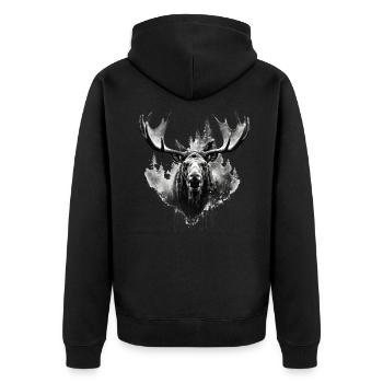 Cerf d’élan nature forêt scandinave - Veste à capuche bio Premium Unisexe - noir - Dos - Nico (187cm)