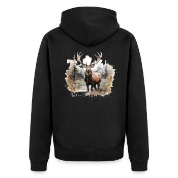 Cerf d’élan nature forêt scandinave - Veste à capuche bio Premium Unisexe - noir - Dos - Nico (187cm)