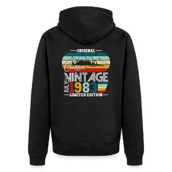 Original Juillet Millésime 1983 39ème Anniversaire Hommes - Veste à capuche bio Premium Unisexe - noir - Dos - Nico (187cm)