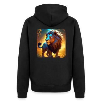Proud Lion - Unisex Premium Organic Zip Hoodie - black - Back - Nico (187cm)