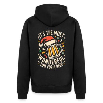 Dicton de Noël de la bière - Veste à capuche bio Premium Unisexe - noir - Dos - Nico (187cm)