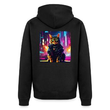 Chat Cyberpunk Cool - Veste à capuche bio Premium Unisexe - noir - Dos - Nico (187cm)