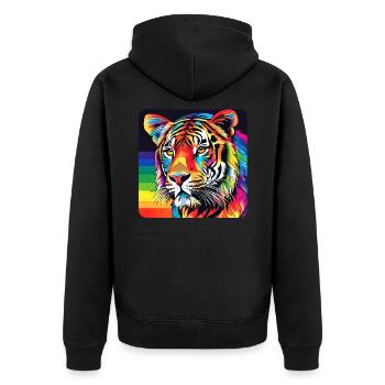 Spirit Animal Tiger in bunten Farben - Unisex Premium Bio Zip Hoodie - Schwarz - Hinten - Nico (187cm)