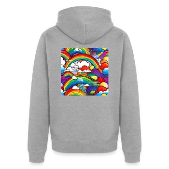 Arcs-en-ciel et nuages - Veste à capuche bio Premium Unisexe - gris chiné - Dos - Nico (187cm)