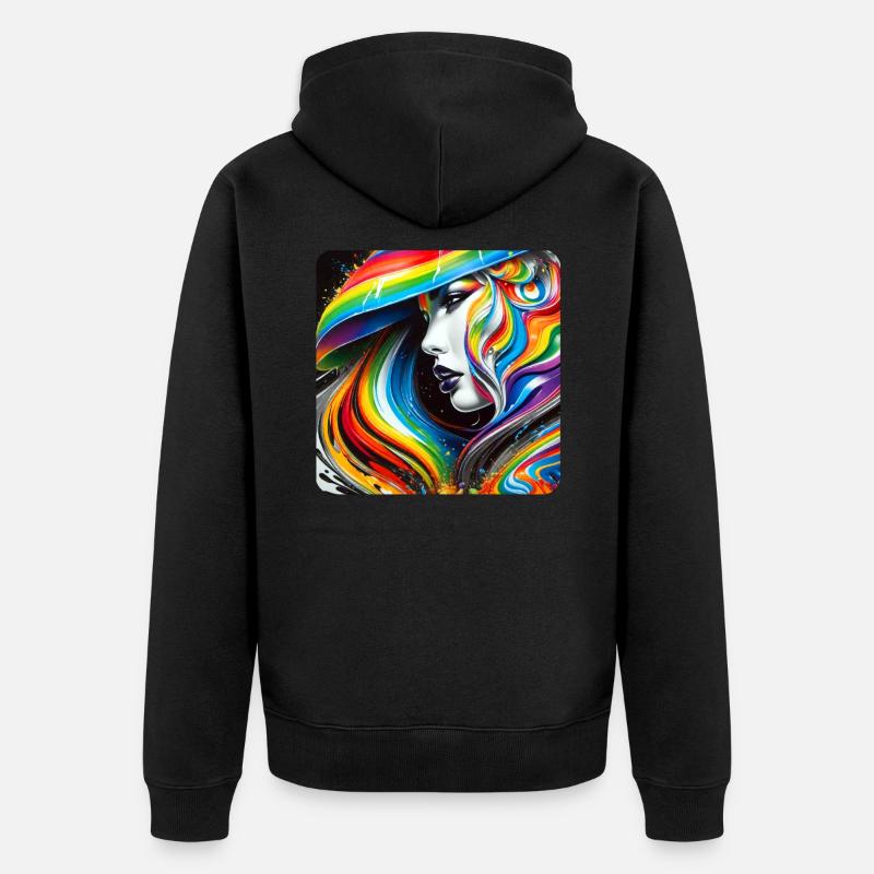 Frau im Graffiti Style - Unisex Premium Bio Zip Hoodie - Schwarz
