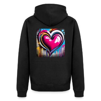 Coeur dans le style graffiti - Veste à capuche bio Premium Unisexe - noir - Dos - Nico (187cm)