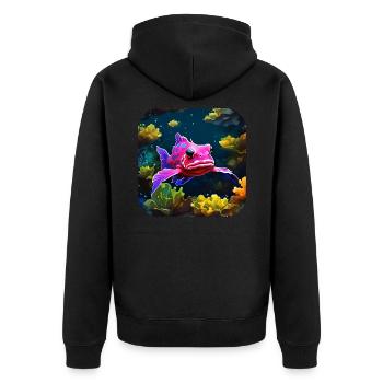 Drôle de poisson - Veste à capuche bio Premium Unisexe - noir - Dos - Nico (187cm)