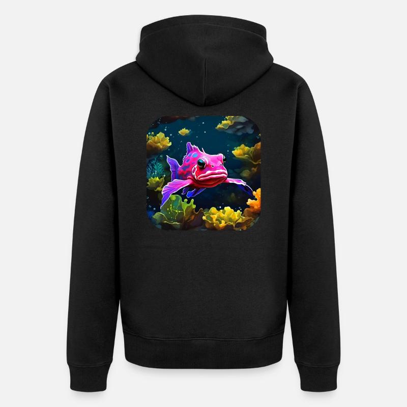 Drôle de poisson - Veste à capuche bio Premium Unisexe - noir