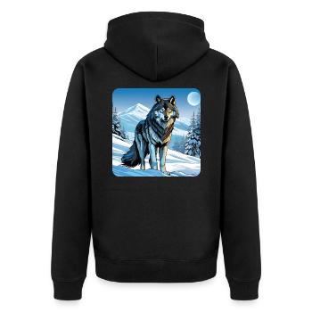 Loup fier dans l’hiver Spiritanimal - Veste à capuche bio Premium Unisexe - noir - Dos - Nico (187cm)