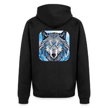 Spirit Animal Wolf - Unisex Premium Bio Zip Hoodie - Schwarz - Hinten - Nico (187cm)