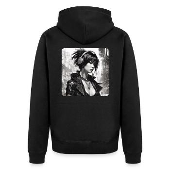 Fille Punk Gothique Cool - Veste à capuche bio Premium Unisexe - noir - Dos - Nico (187cm)