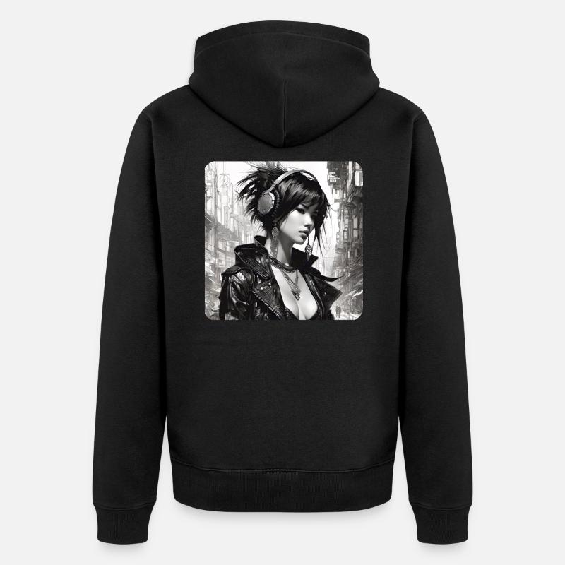 Fille Punk Gothique Cool - Veste à capuche bio Premium Unisexe - noir