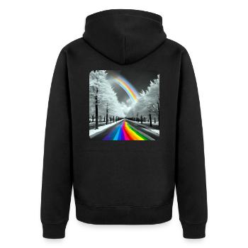Arc-en-ciel dans la ville - Veste à capuche bio Premium Unisexe - noir - Dos - Nico (187cm)