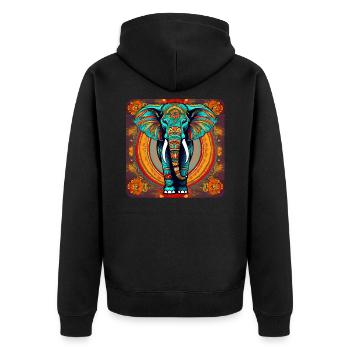 Spirit Animal Elefant im Bohemian Style - Unisex Premium Bio Zip Hoodie - Schwarz - Hinten - Nico (187cm)
