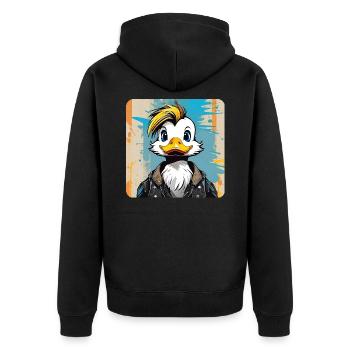 Naughty duck with stylish hairstyle - Unisex Premium Organic Zip Hoodie - black - Back - Nico (187cm)