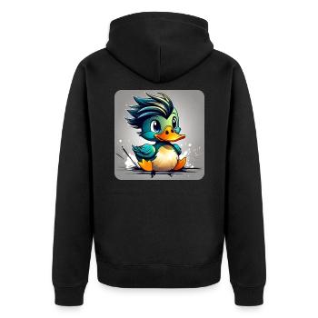 Little duck with punk hairstyle - Unisex Premium Organic Zip Hoodie - black - Back - Nico (187cm)