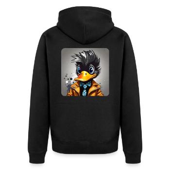 Black duck with tie - Unisex Premium Organic Zip Hoodie - black - Back - Nico (187cm)